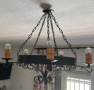 Lámpara de techo forjada metal negra