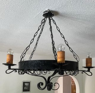 Lámpara de techo forjada metal negra