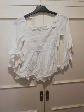 Top lino Zara blanco