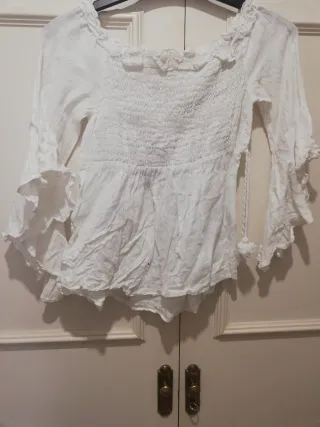 Top lino Zara blanco