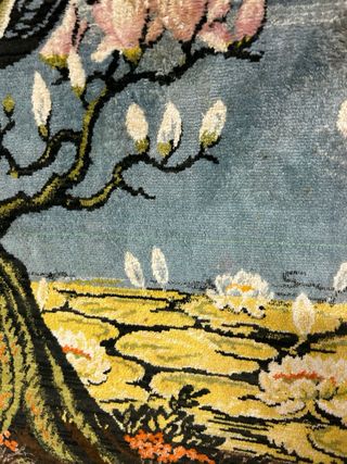 Tapiz Alfombra Pavo Real y Cisnes