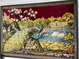 Tapiz Alfombra Pavo Real y Cisnes