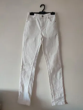 Pantalón tejano blanco mujer