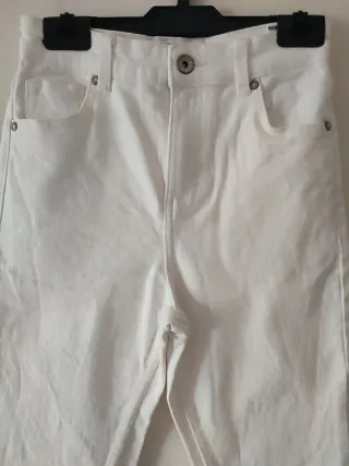 Pantalón tejano blanco mujer