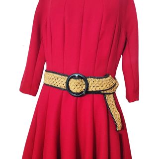 Sans Arcidet Paris/ Cinturón de rafia trenzada TU