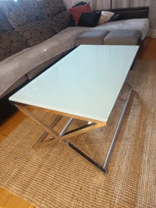 Tavolo da centro in vetro e acciaio inossidabile