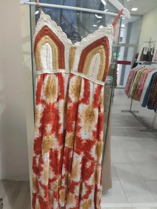 Vestido largo boho arcoíris lentejuelas