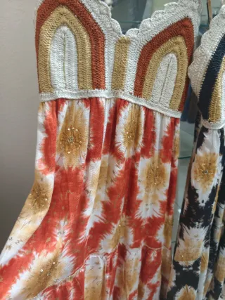 Vestido largo boho arcoíris lentejuelas