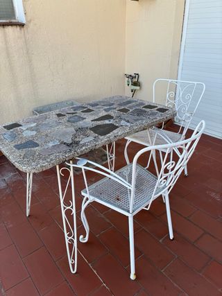 Mesa Terraza Piedra y Metal