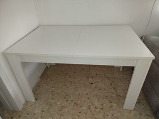 Mesa de comedor blanca brillo (extensible)