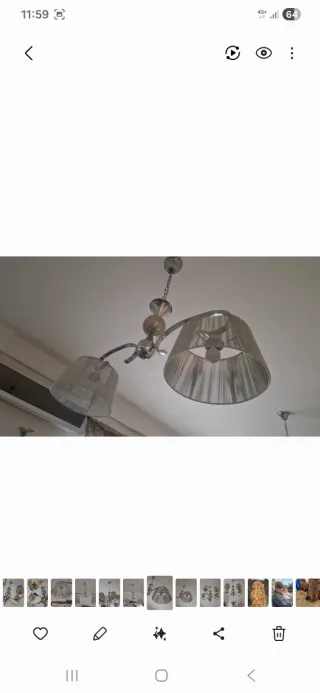 Lámpara de salón beige y plateada