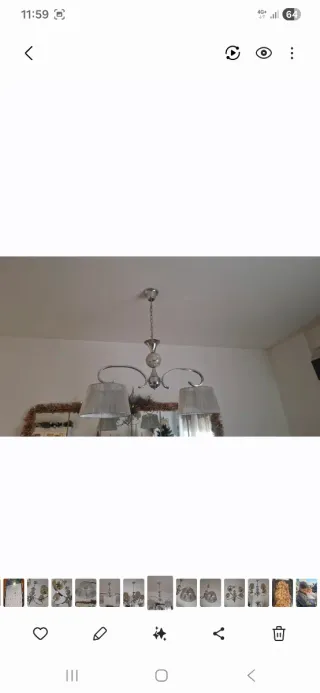 Lámpara de salón beige y plateada