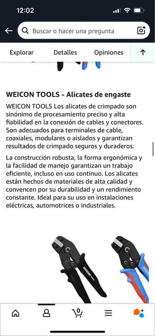 Herramienta crimpadora WEICON 16 mm² HEX