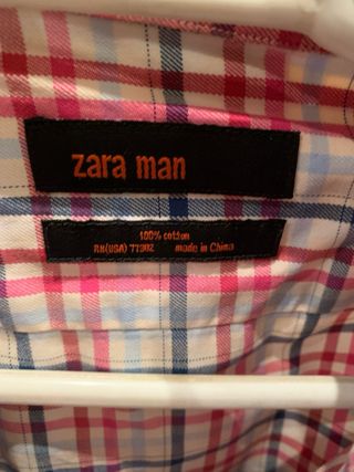 Camisa Zara Man Cuadros Azul y Rosa