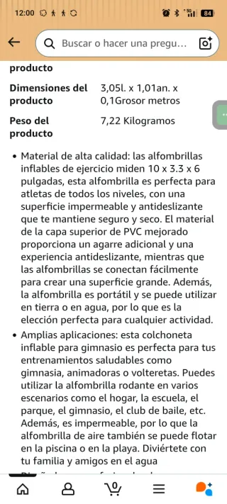 Colchoneta deportiva