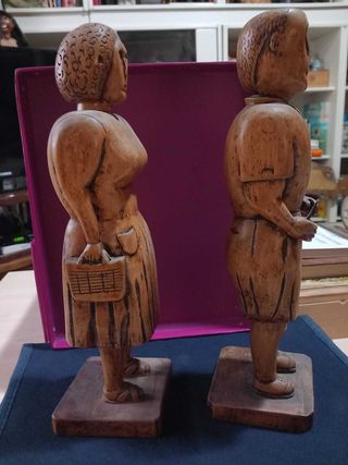 Coppia Sculture Legno Vintage