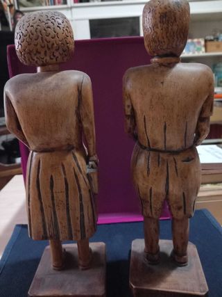 Coppia Sculture Legno Vintage