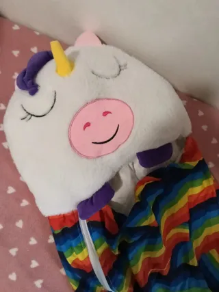Saco dormir unicornio arcoíris infantil