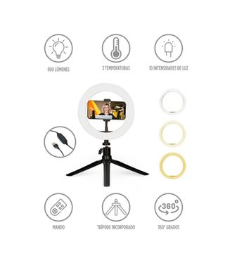 Anillo LED Ksix con Trípode para móvil