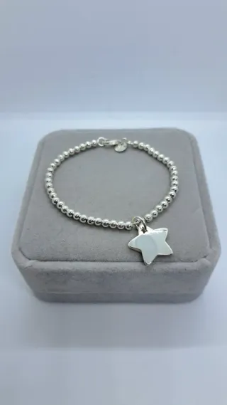 Pulsera Bolitas 4mm Estrella Plata 925