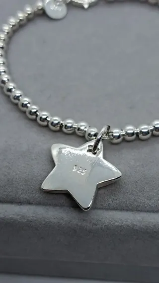 Pulsera Bolitas 4mm Estrella Plata 925