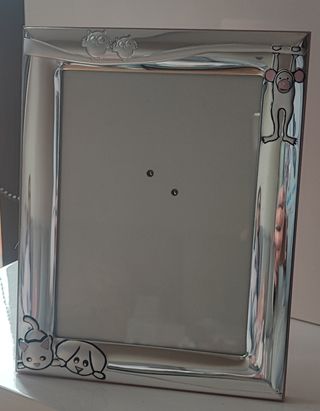 Marco fotos bebe plata nuevo