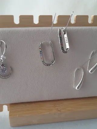 Pendientes Plata Ley Aro y Colgante