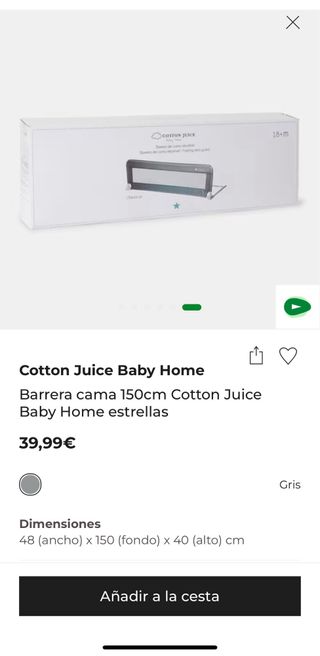 Barrera Cama Bebé Gris Estrellas