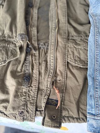 Chaqueta militar verde y azul