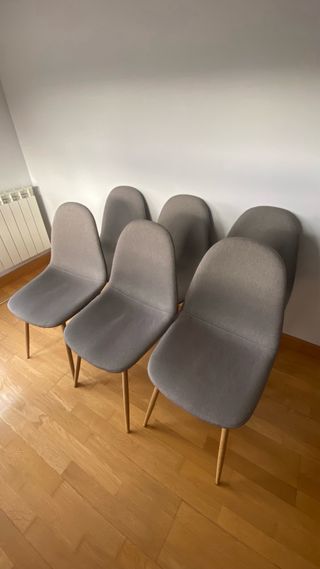 Juego de 6 sillas de comedor grises