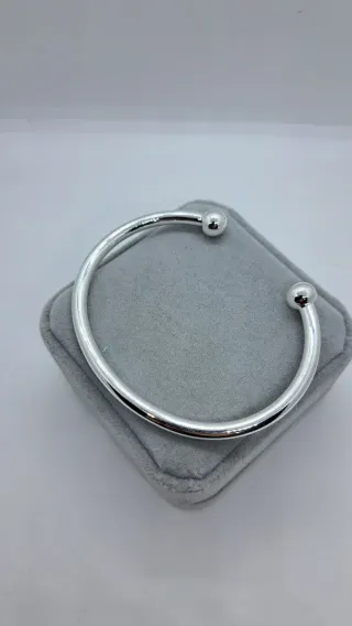 Brazalete Plata 925 Liso con Bolitas
