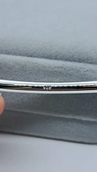 Brazalete Plata 925 Liso con Bolitas