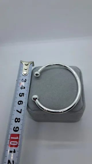 Brazalete Plata 925 Liso con Bolitas