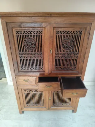 Aparador Oriental Colonial Madera Tallado