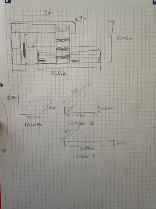 Litera juvenil con armario y cajones