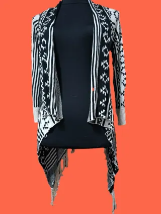Cárdigan Étnico Negro y Blanco Talla Única