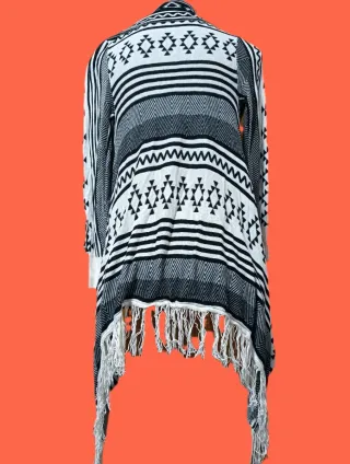 Cárdigan Étnico Negro y Blanco Talla Única
