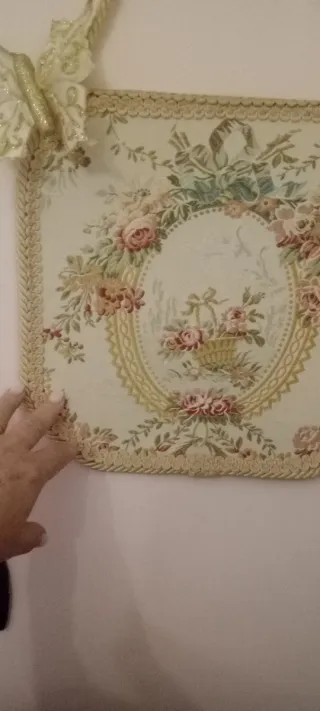 Quadretto tessuto floreale artigianale S.Leucio