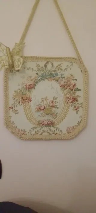 Quadretto tessuto floreale artigianale S.Leucio