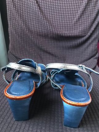 Sandalias Hispanitas Piel Azul y Plata
