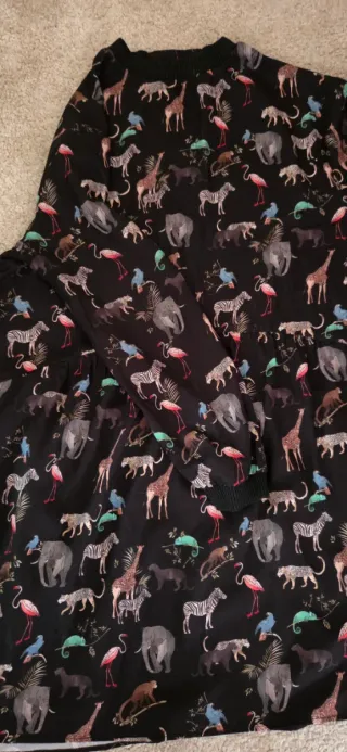 Vestido negro estampado animales flamencos