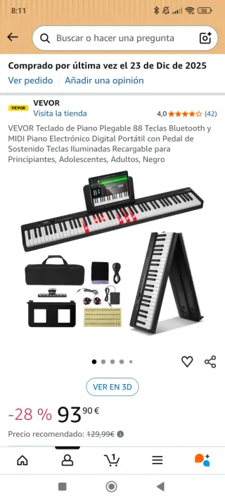 Teclado Musical Vevor 88 Teclas