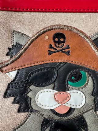 Borsa Braccialini Gatto Pirata Beige Rossa