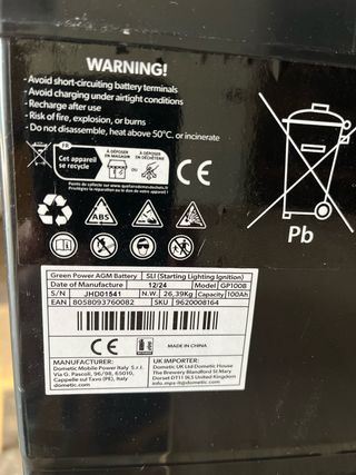 Batería AGM Greenpower GP100B 100Ah