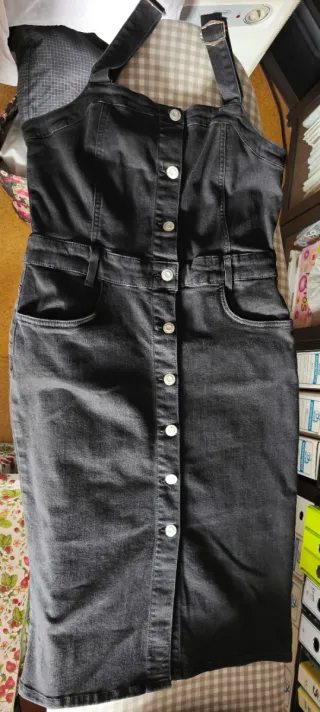 Vestido vaquero negro elástico