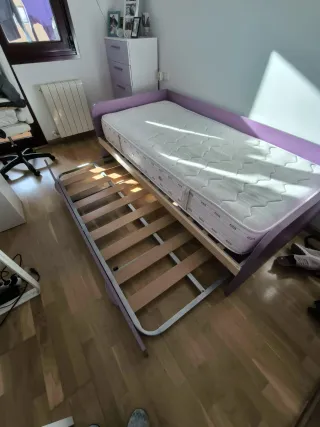 Cama nido con cama supletoria morada