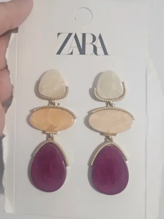 Pendientes Zara Beige y Morado