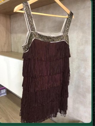 Vestido Sfera con flecos y pedrería