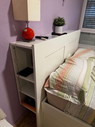 Cama IKEA BRIMNES blanca 140x200 cm con 4 cajones