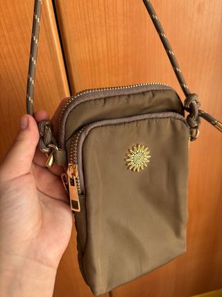 Bolso ajustable verde caqui y dorado